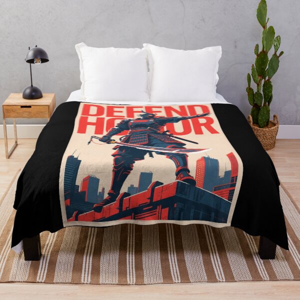 Item preview, Defend Honor – Cyberpunk Samurai Poster in Hope Propaganda Style designed and sold by HoopeStylee.