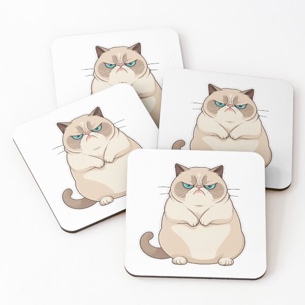 Item preview, Grumpy Chubby Cat Sticker – Cartoon Sass with Attitude designed and sold by luminumance.
