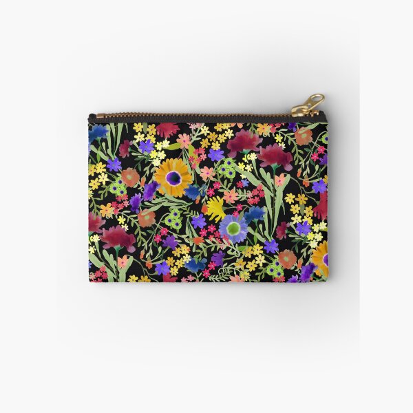 Item preview, Colorful Watercolor Floral Garden on Black Background designed and sold by Laurie Pyszkowski.