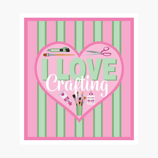 Item preview, Fabric Panels I Love Crafting - APPLE AND PINK designed and sold by StellarFX.