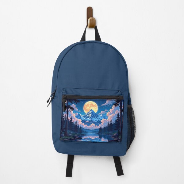 Item preview, Anime Moon forest landscape - lake mountain dreamy aesthetic moonlight designed and sold by Fantasy Cache.
