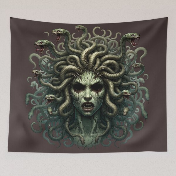 Item preview, Medusa with Serpent Hair – Dark Mythology Art, Gothic Fantasy, Fierce Female Power designed and sold by Chaos Kitten Emporium.