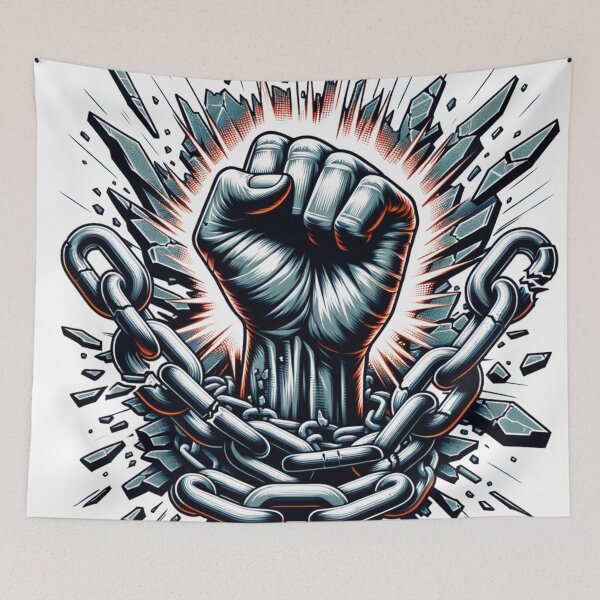 Item preview, Fist Breaking Chains – Power Symbol Art, Rebellion, Freedom, Resistance designed and sold by Chaos Kitten Emporium.