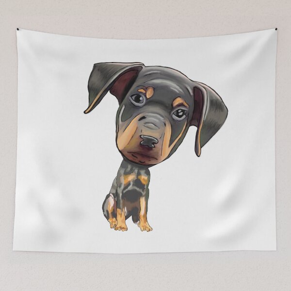 Item preview, Cute Doberman Pinscher Big Head Puppy drawing designed and sold by missdebi27.