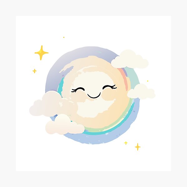 Item preview, Cartoon Smiling Sun | Kawaii Sunshine with Clouds designed and sold by NovaProArt.