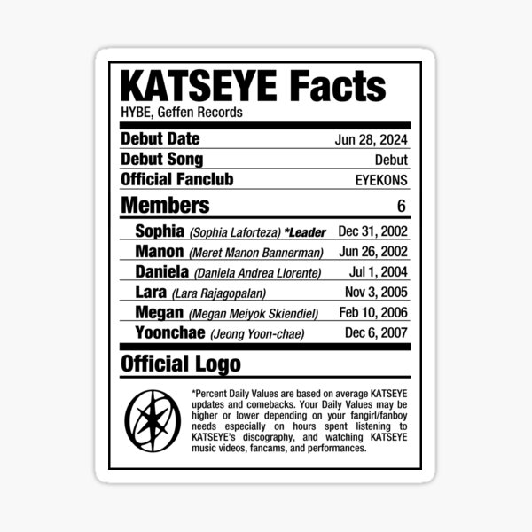 Item preview, KATSEYE Nutritional Facts  designed and sold by skeletonvenus.
