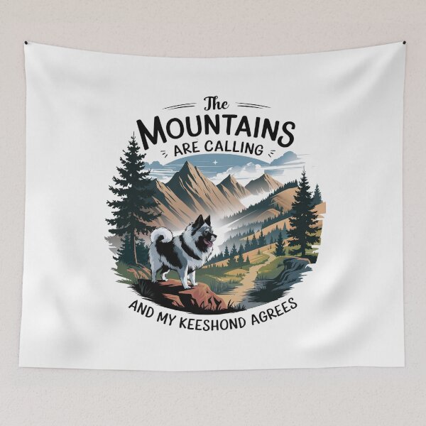 Item preview, The Mountains Are Calling and My Keeshond Agrees – Keeshond Hiking Dog Mom  designed and sold by CuteDesignables.