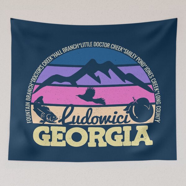 Item preview, Ludowici Georgia Sunset Retro Vintage Local Pride Logo designed and sold by CRHPOD20.
