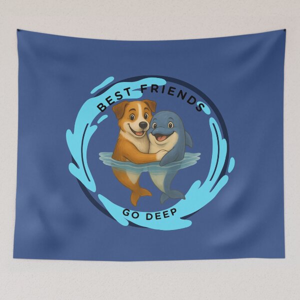 Item preview, Deep Buddies Hug – Dog & Dolphin designed and sold by OMdesign10.