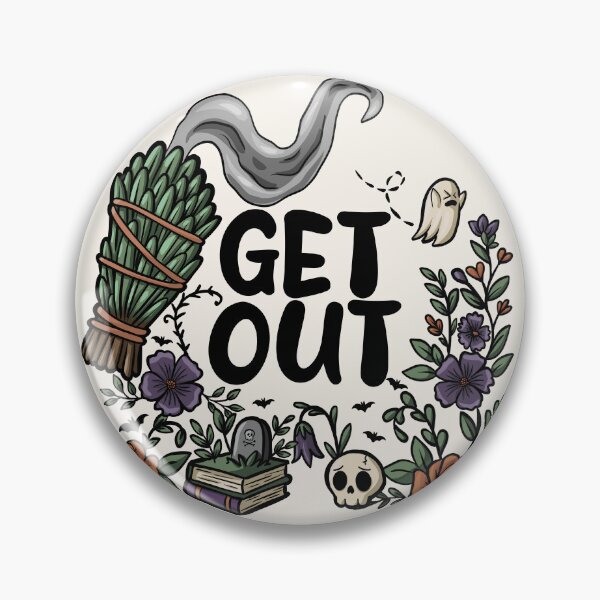 Item preview, “Get Out” Sage Bundle – Witchy Floral Paranormal Humor Sticker designed and sold by Feral-by-Elsie.