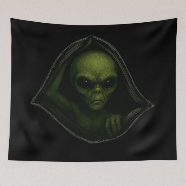 Item preview, "Alien Peeking Through Dimensions – Transparent Sticker Art" designed and sold by Abducted Treasures.
