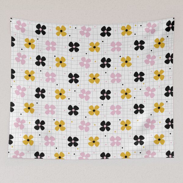 Item preview, Cute flowers on a freeform grid background. designed and sold by Peach-Bloom.