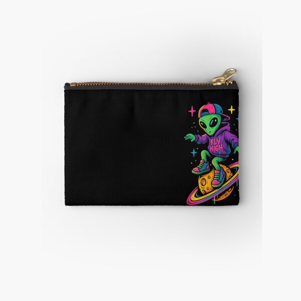 Item preview, Fly High Alien – Skater from Outer Space – Neon Cosmic Streetwear Design designed and sold by VIBE CRAFT STUDIO.