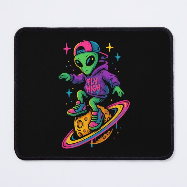Item preview, Fly High Alien – Skater from Outer Space – Neon Cosmic Streetwear Design designed and sold by VIBE CRAFT STUDIO.