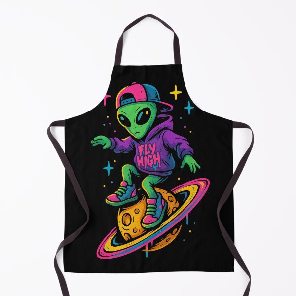 Item preview, Fly High Alien – Skater from Outer Space – Neon Cosmic Streetwear Design designed and sold by VIBE CRAFT STUDIO.