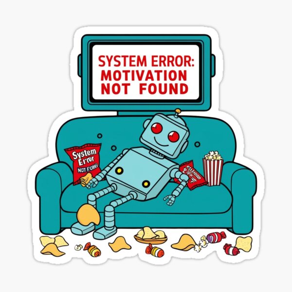 Item preview, Motivation Not Found – Lazy Robot Couch Potato Cartoon Design designed and sold by Lazy Old Low.