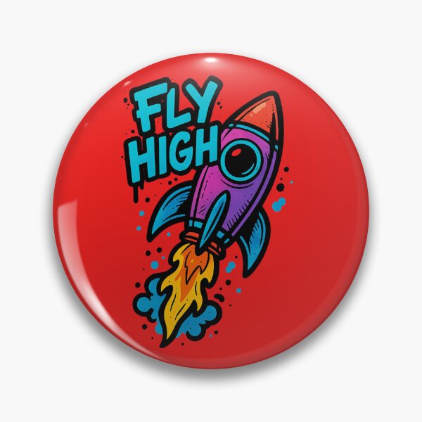 Item preview, Fly High Rocket – Motivational Space Quote – Neon Cartoon Style Design designed and sold by VIBE CRAFT STUDIO.