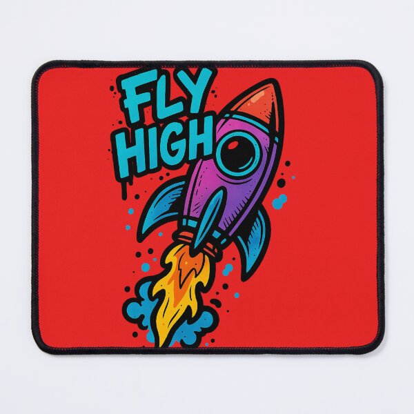 Item preview, Fly High Rocket – Motivational Space Quote – Neon Cartoon Style Design designed and sold by VIBE CRAFT STUDIO.