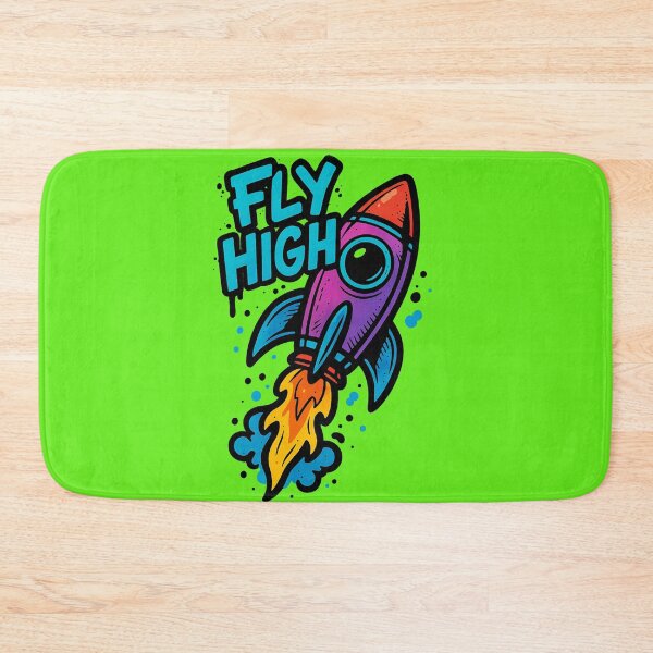 Item preview, Fly High Rocket – Motivational Space Quote – Neon Cartoon Style Design designed and sold by VIBE CRAFT STUDIO.