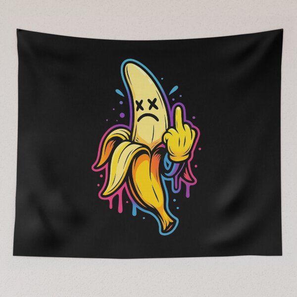Item preview, Rebel Banana – Funny Middle Finger Fruit – Urban Pop Graffiti Design designed and sold by VIBE CRAFT STUDIO.