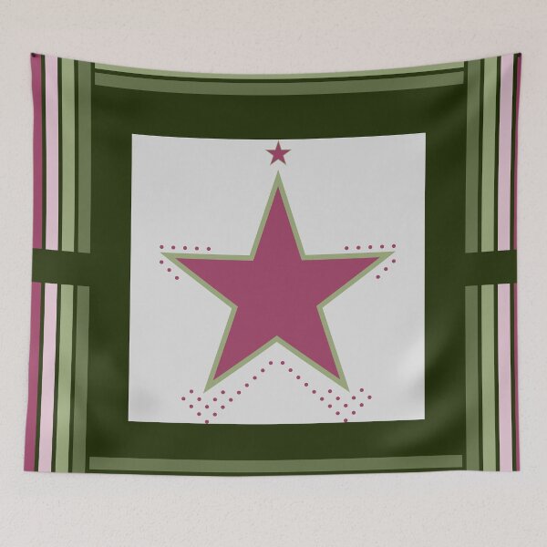 Item preview, Geometric Design of Star Pattern - Pink & Green Color Tone in Square designed and sold by Cgraphy-space.