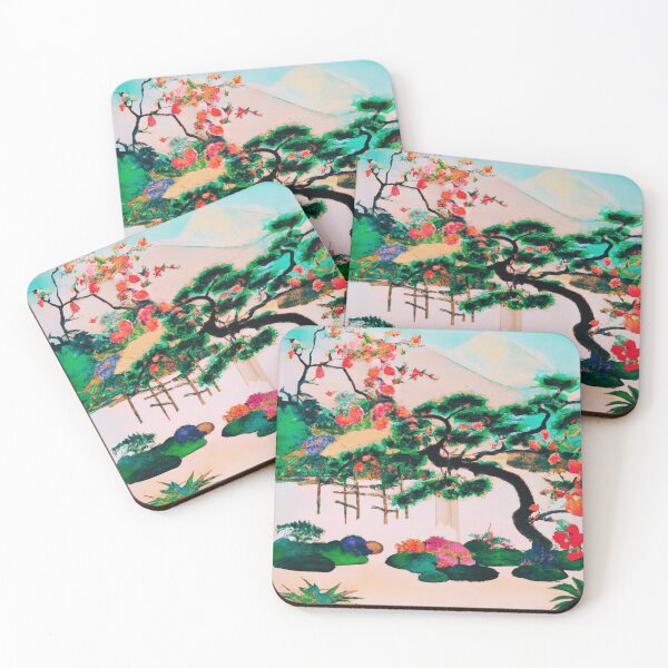Item preview, A Japanese garden with blossom flowers in spring with fuji mountain designed and sold by MerryCrown.