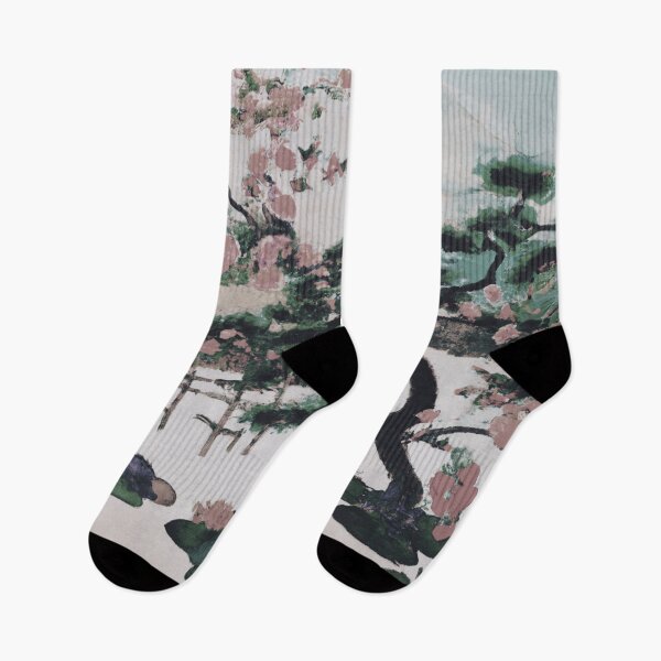 Item preview, A Japanese garden with blossom flowers in late evening with fuji mountain designed and sold by MerryCrown.