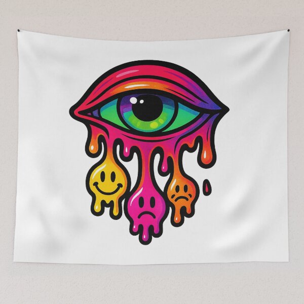 Item preview, Trippy Melting Eye – Emotional Drips Faces – Psychedelic Art Design designed and sold by VIBE CRAFT STUDIO.