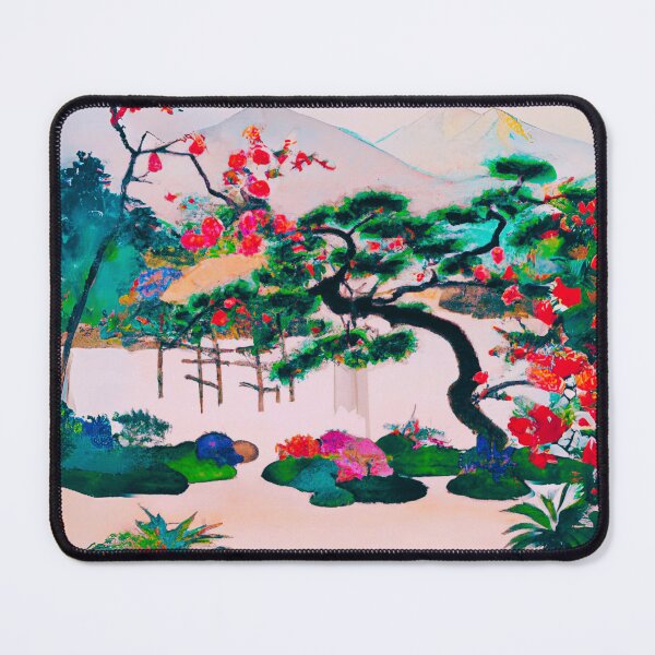Item preview, A Japanese garden with blossom flowers in spring morning with fuji mountain designed and sold by MerryCrown.