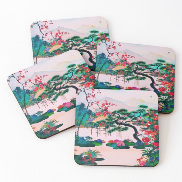 Item preview, A Japanese garden with blossom flowers in spring morning with fuji mountain designed and sold by MerryCrown.