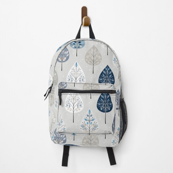 Item preview, Winter Folk Leaves in Ice and Midnight Blue designed and sold by Moisky Patterns.