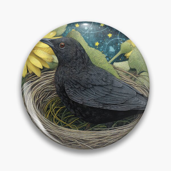 Item preview, Blackbird in the Nest with eggs Sunflowers designed and sold by thewandswant.