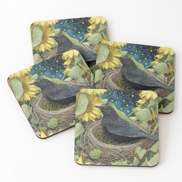 Item preview, Blackbird in the Nest with eggs Sunflowers designed and sold by thewandswant.