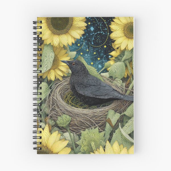 Item preview, Blackbird in the Nest with eggs Sunflowers designed and sold by thewandswant.
