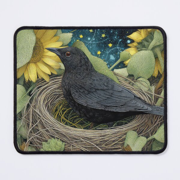 Item preview, Blackbird in the Nest with eggs Sunflowers designed and sold by thewandswant.