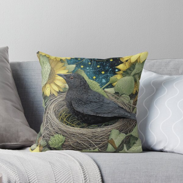 Item preview, Blackbird in the Nest with eggs Sunflowers designed and sold by thewandswant.