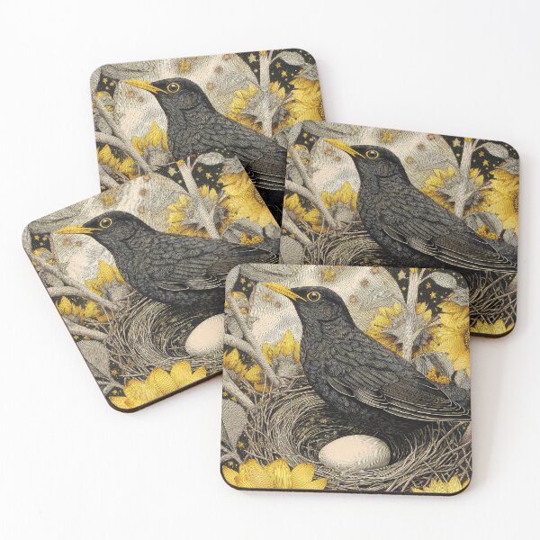 Item preview, Blackbird in the Nest with eggs Sunflowers designed and sold by thewandswant.