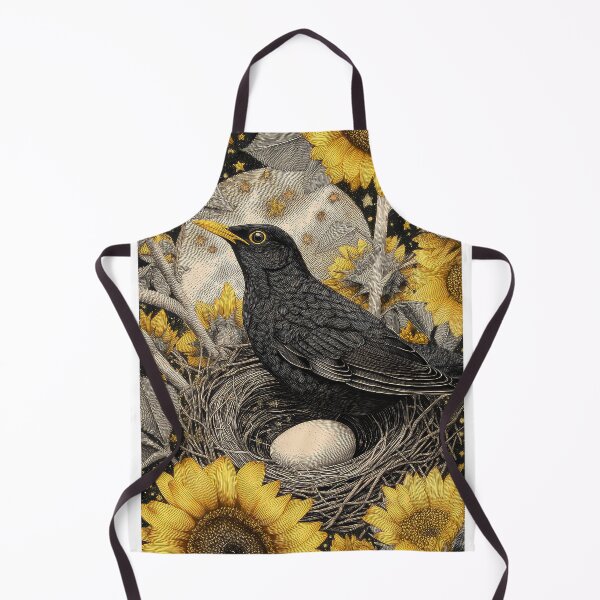 Item preview, Blackbird in the Nest with eggs Sunflowers designed and sold by thewandswant.