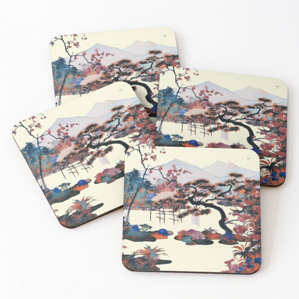 Item preview, A Japanese garden with blossom flowers in autumn with fuji mountain designed and sold by MerryCrown.