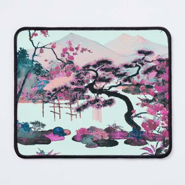 Item preview, A Japanese garden with blossom flowers in spring morning with fuji mountain designed and sold by MerryCrown.