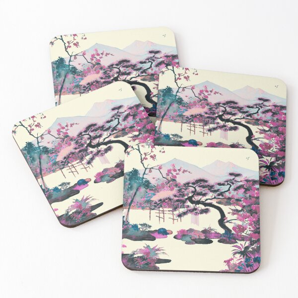 Item preview, A Japanese garden with blossom flowers in spring morning with fuji mountain designed and sold by MerryCrown.