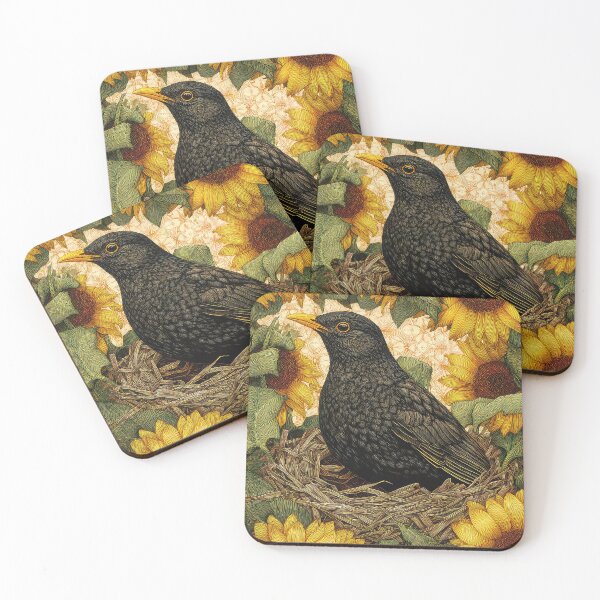 Item preview, Blackbird in the Nest with eggs Sunflowers designed and sold by thewandswant.