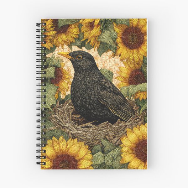 Item preview, Blackbird in the Nest with eggs Sunflowers designed and sold by thewandswant.