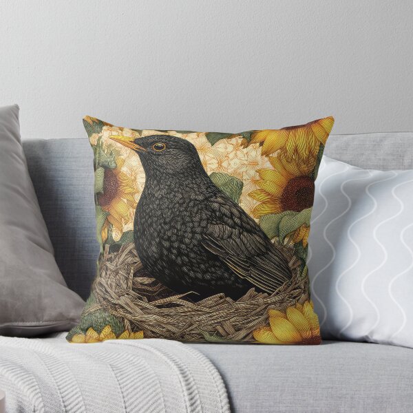 Item preview, Blackbird in the Nest with eggs Sunflowers designed and sold by thewandswant.
