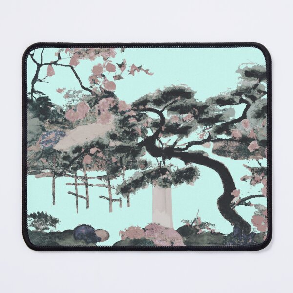 Item preview, A Japanese garden with blossom flowers in late evening with fuji mountain designed and sold by MerryCrown.