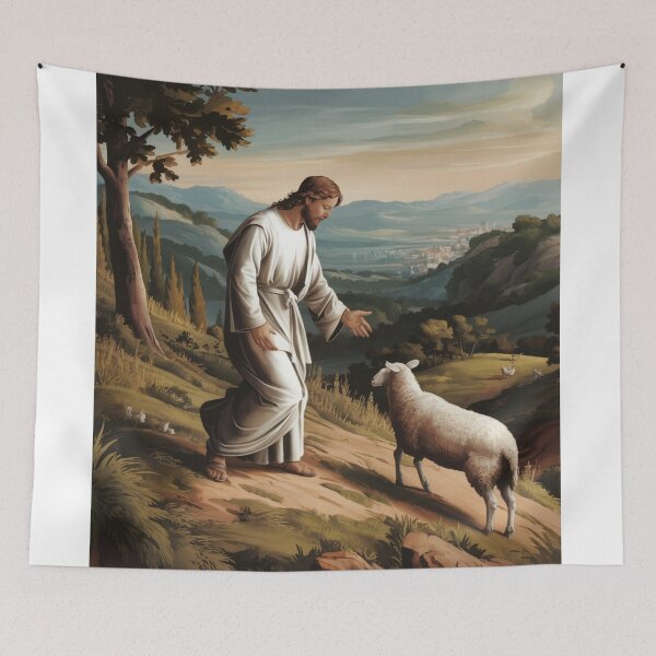 Item preview, "JESUS SHEEP. JESUS AND THE LOST SHEEP . JESUS WITH LAMB designed and sold by Obinne.