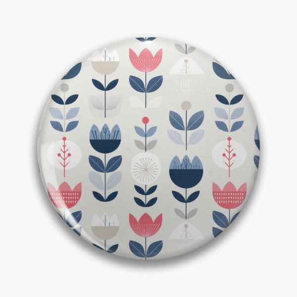 Item preview, Nordic Garden Flowers in Coral and Navy designed and sold by Moisky Patterns.