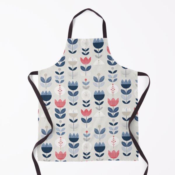 Item preview, Nordic Garden Flowers in Coral and Navy designed and sold by Moisky Patterns.