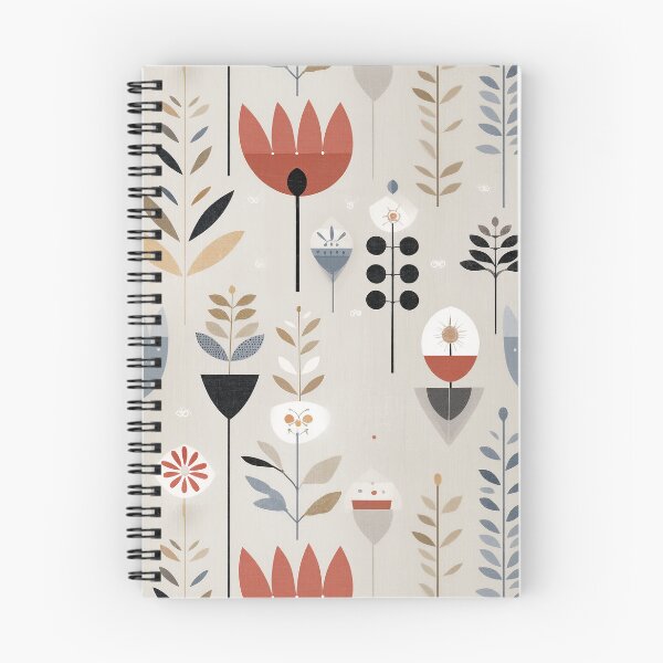 Item preview, Playful Folk Flowers in Coral and Grey designed and sold by Moisky Patterns.