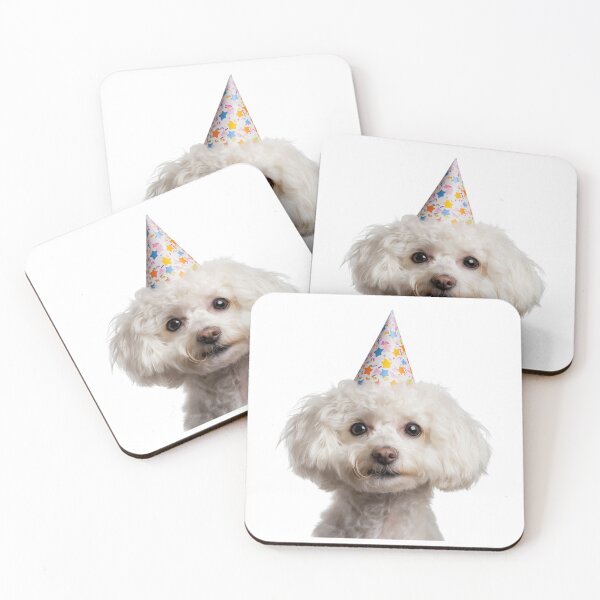 Item preview, Cute Bichon Frise dog with Party Hat Birthday Celebration designed and sold by LazyOwlStore.